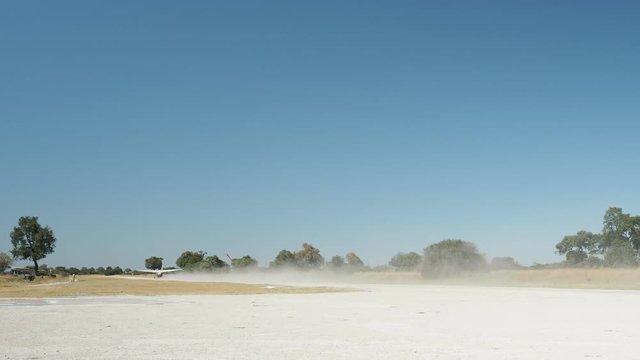 Airplane taking off in Botswana Africa
