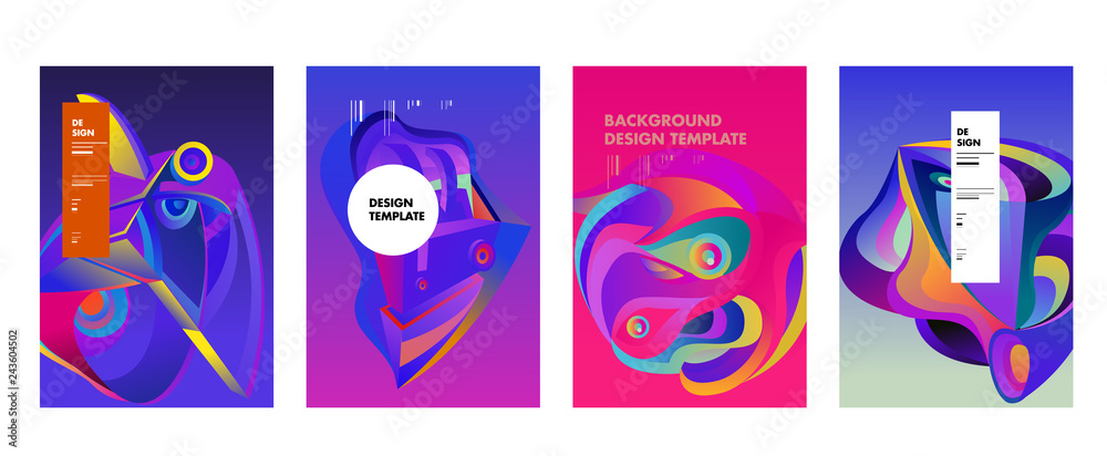 Fototapete abstract_shape_curset of modern abstract vector poster background . gradient geometric shapes of dif