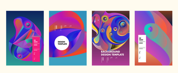 Abstract_shape_curSet of modern abstract vector poster background . Gradient geometric shapes of different colors in space design style. Template ready for use in web or print designve