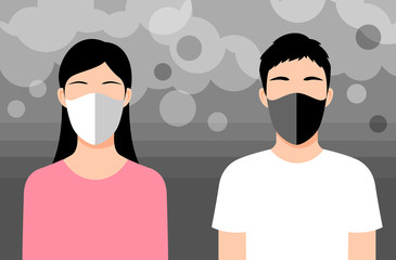 man and woman wear mask