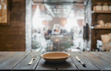 old wooden table in the club