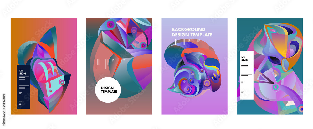 Fototapete abstract_shape_curset of modern abstract vector poster background . gradient geometric shapes of dif