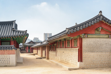 Fototapeta premium Amazing view of Gyeongbokgung Palace at Seoul in South Korea