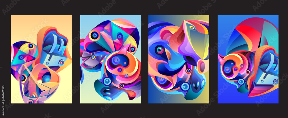 Fototapete abstract_shape_curset of modern abstract vector poster background . gradient geometric shapes of dif