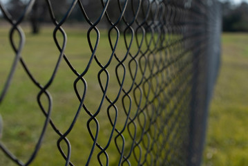 Wire metal fence close up
