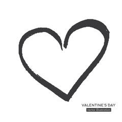 Hand Drawn Calligraphy Heart Isolated on White Background.