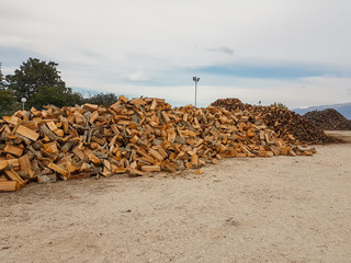 woods chopped in a pile for winter, fireplace