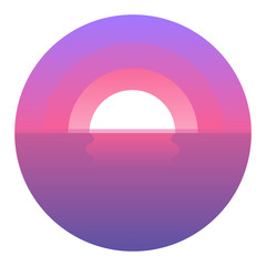 Sunset on the sea vector illustration and icon. Modern flat design style