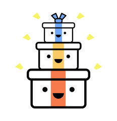 Three boxes with gifts. Flat design style