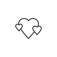 Three hearts line icon. linear style sign for mobile concept and web design. Abstract heart outline vector icon. Love and Valentine's Day symbol, logo illustration. Pixel perfect vector graphics