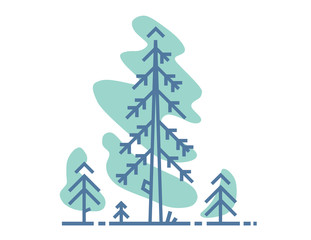 Trees vector flat material design object. Isolated illustration on white background