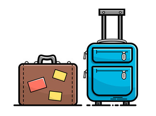 Two luggage travel bags isolated on white background. Luggage icon