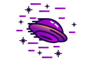 UFO. Flying saucer icon isolated on white background. Illustration on flat design style