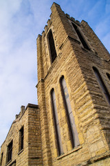 Fototapeta na wymiar The old church in Aurora, Illinois on a beautiful Winter afternoon.