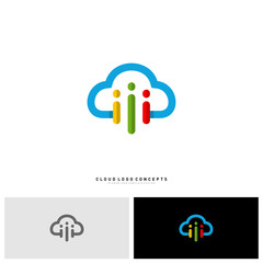 People Cloud Logo Design Concept Vector. Modern Cloud Man Logo Template Vector