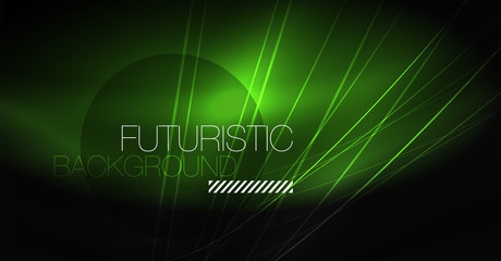 Digital technology abstract background - neon geometric design. Abstract glowing lines. Colorful techno background. Futuristic shape.