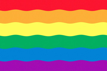 Six colored wavy rainbow flag. Lgbt pride concept background