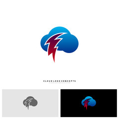 Storm Cloud Logo Design Concept Vector. Thunder Cloud Logo Template Vector