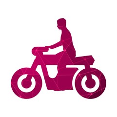 Naklejka na ściany i meble Motorcycle rider icon for design and creativity. Molecule and communication background. Connected lines with dots.