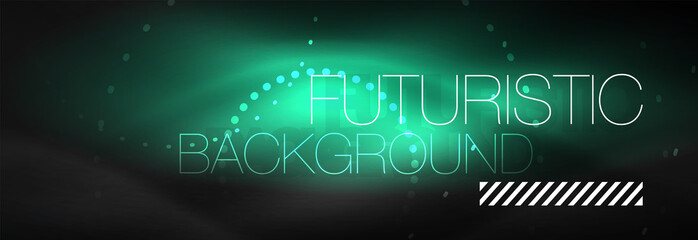 Naklejka premium Glowing neon circle line dots, round line design, abstract style on black background. Neon abstract round circles Magic neon lights and glowing dots