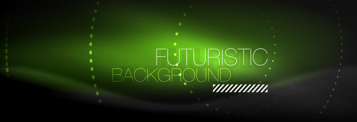 Naklejka premium Glowing neon circle line dots, round line design, abstract style on black background. Neon abstract round circles Magic neon lights and glowing dots