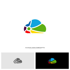 Fototapeta premium Colorful Cloud Logo Design Concept Vector. Cloud Paint Logo Template Vector