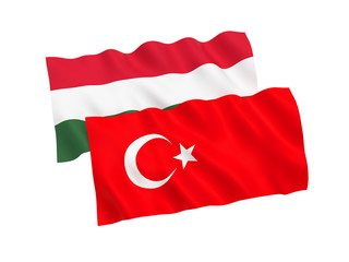 Flags of Turkey and Hungary on a white background