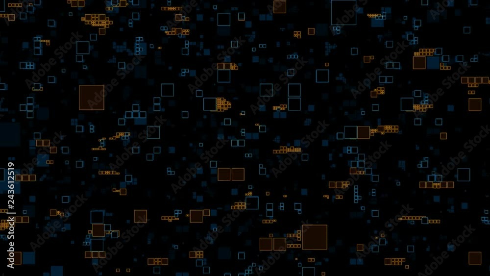 Poster 3d render background made of repetitive square patterns. technology theme concept with random square