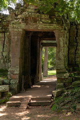Ruined stone entrance in Banteay Kdei walls