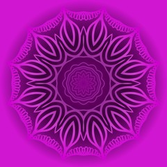 Purple color Mandala flower decoration. Vector floral ornament. Tribal ethnic fashion motif for paper, textile.