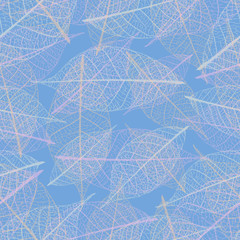 Autumn skeleton leaves vector seamless pattern