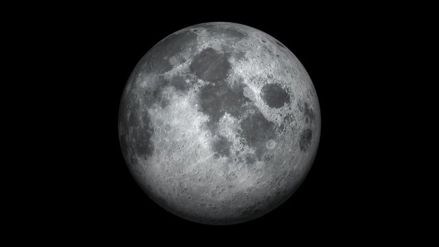 The Moon Rotating Isolated Over Black - 3D Animation.  Texture Map Image Element Furnished by NASA.