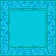 Design Of A Geometric Pattern . Vector Illustration. For Print Bandana, Tablecloth, Fashion. Blue color