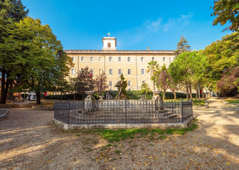 Naklejka premium Monterotondo (Italy) - A city in metropolitan area of Rome, on the Sabina countryside hills. Here a view of nice historical center.