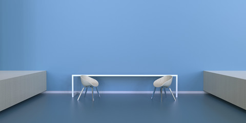 Office Relaxation simple and modern with blue monotones / Concept And Display