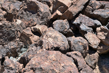 Pile of stones and boulders as texture and background