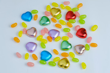 Valentine Hearts Chocolate with Candy On a white background