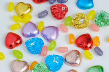 Valentine Hearts Chocolate with Candy On a white background