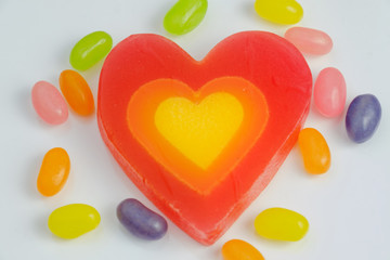 Valentine Hearts Chocolate with Candy On a white background