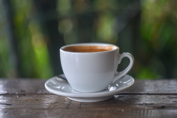 Coffee in a white cup