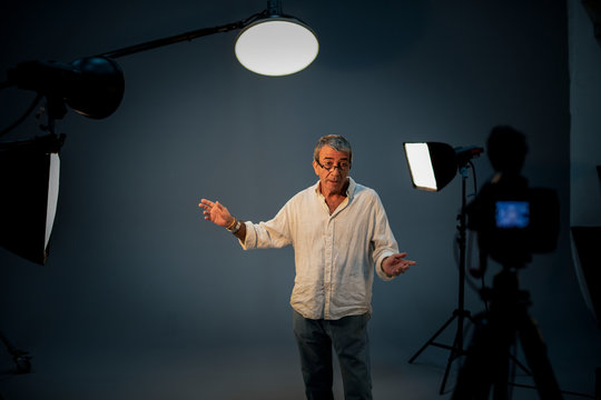 Actor in front on the camera in an audition - Powered by Adobe