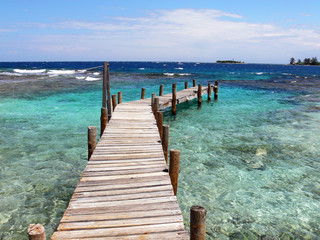 Wooden pier at Cayos Cochinos, Honduras