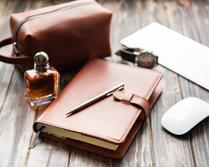 Brown leather notebook