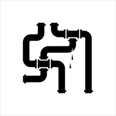 Broken Pipe Icon, Leakage In Pipe