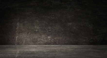 Empty black studio room. Dark background. Abstract dark empty studio room texture.  Product showcase spotlight background. Dark Studio Gallery