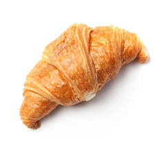 French puff pastry croissant isolated on white