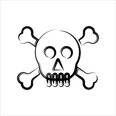 Skull And Crossbones Icon, Skull, Cross Bones