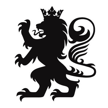Heraldry Lion King with Crown Logo Mascot Vector