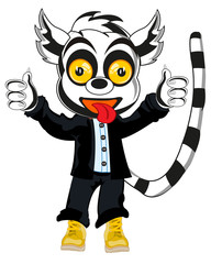 Cartoon animal lemur in suit and footwear