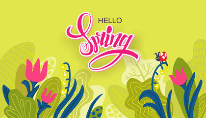 Hello Spring with drawn elements